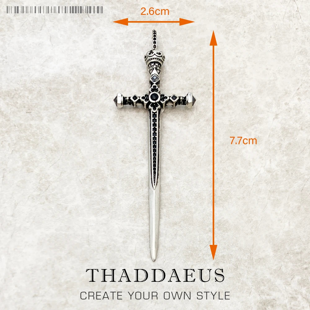 Pendant Sword With Crown Skull Knight Window New Fine Jewelry Europe Style 925 Sterling Silver Protection Gift For Women Men