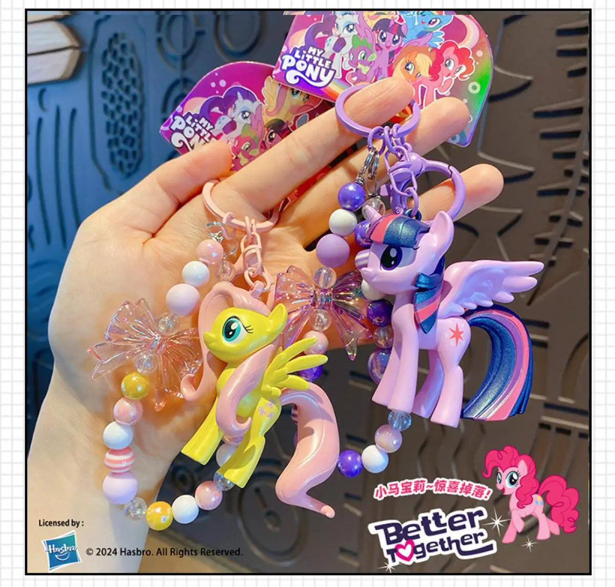 Authentic Pony Polaroid Keychain Girls Cute Cartoon Twilight Sparkle Doll Key Chain Pendant Year of The Horse Mascot