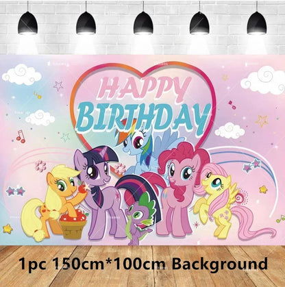 My Little Ponyed Foil Balloon Happy Birthday Latex Ballon Banner Party Decoration Cake Topper Supplies Backdrop Disposable Toy
