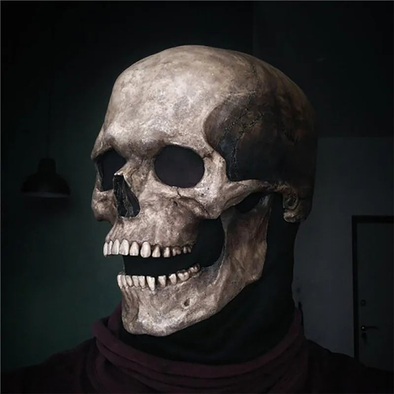 Full Head Skull Mask Carnival Adults Realistc Anonymous Halloween Moveable Mouth Jaw Anime Horror Helmet Skeleton Headgear Masks