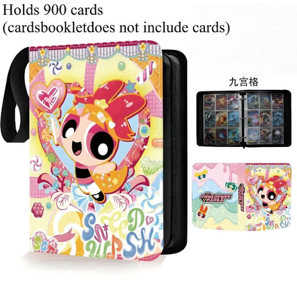 Powerpuff Girls Card Organizer 400/900 Cards Pack with 4/9 Card Slots Zippered Double Pockets Anime Merchandise Gift
