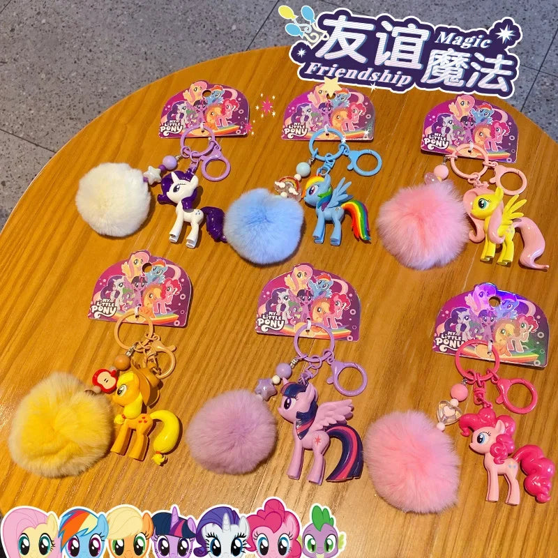 Authentic Pony Polaroid Keychain Girls Cute Cartoon Twilight Sparkle Doll Key Chain Pendant Year of The Horse Mascot