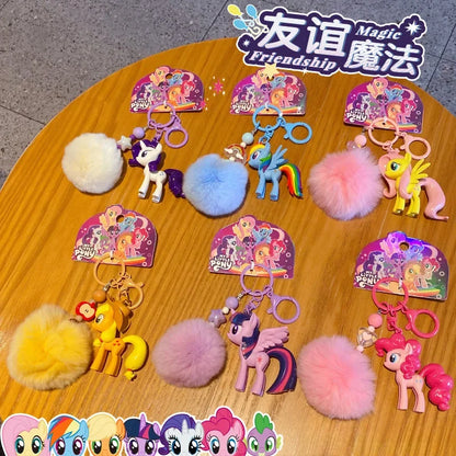Authentic Pony Polaroid Keychain Girls Cute Cartoon Twilight Sparkle Doll Key Chain Pendant Year of The Horse Mascot