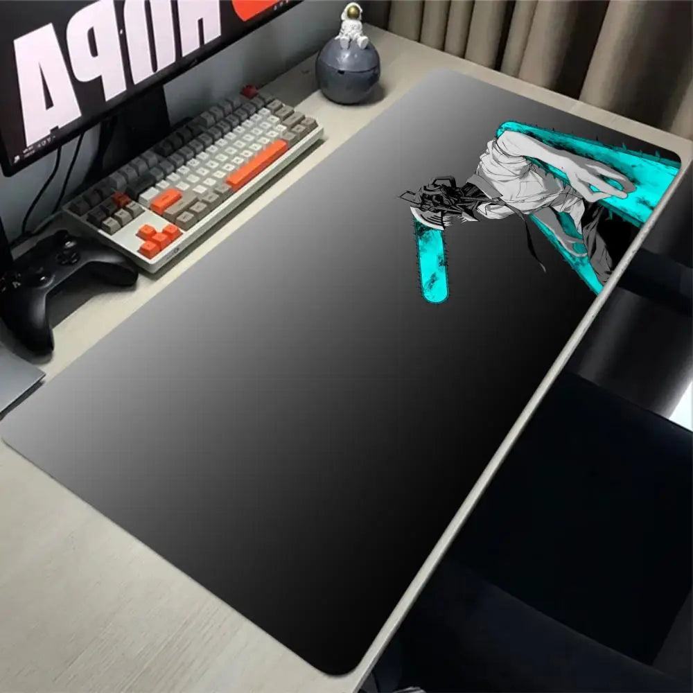 Chainsaw Man Anime Large Mousepad Anti-slip Rubber Mouse Mat Computer Gamer Desk Mat Stitched Edge Large Gaming Mousepad