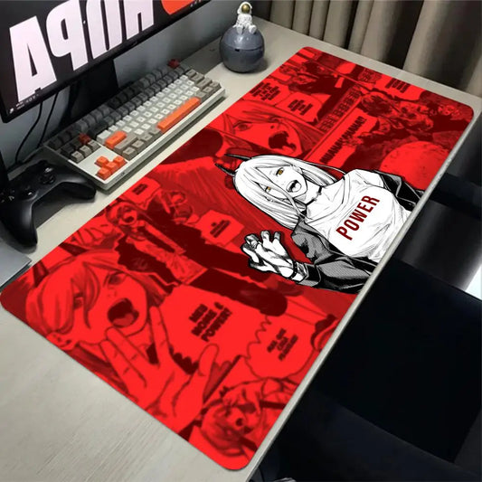 Chainsaw Man Anime Large Mousepad Anti-slip Rubber Mouse Mat Computer Gamer Desk Mat Stitched Edge Large Gaming Mousepad