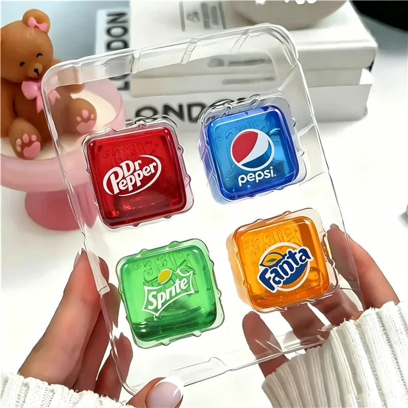Schylling Needoh Nice Ice Baby 4 Pack Teenie Cube Fidget Relief Sensory Toy Cola Sprite Cube Squish Toy Maltose Non-toxic Gift