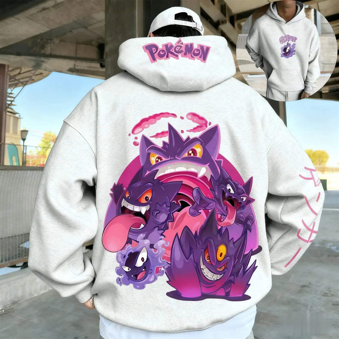2026 Fall Winter Pokemon Gastly Haunter Gengar Hoodie, Cotton Anime Print Sweatshirt, Adult Kids Family Matching Sportswear Y2k