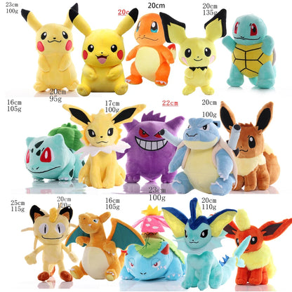 2026 Pokemon Plush Dolls Set - Soft Stuffed Animals Pikachu Charmander Bulbasaur Squirtle Psyduck Eevee Peluche Toy Gifts