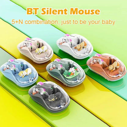 Luminous Transparent Wireless Bluetooth Three-Mode Charging Ergonomic Magnetic Doll Mouse