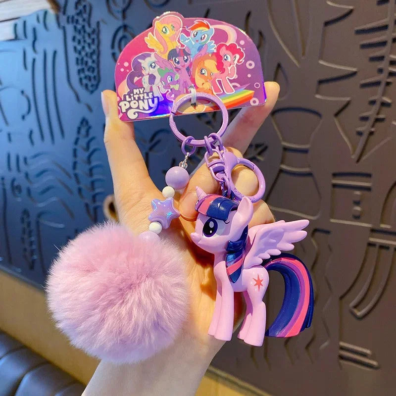 Authentic Pony Polaroid Keychain Girls Cute Cartoon Twilight Sparkle Doll Key Chain Pendant Year of The Horse Mascot