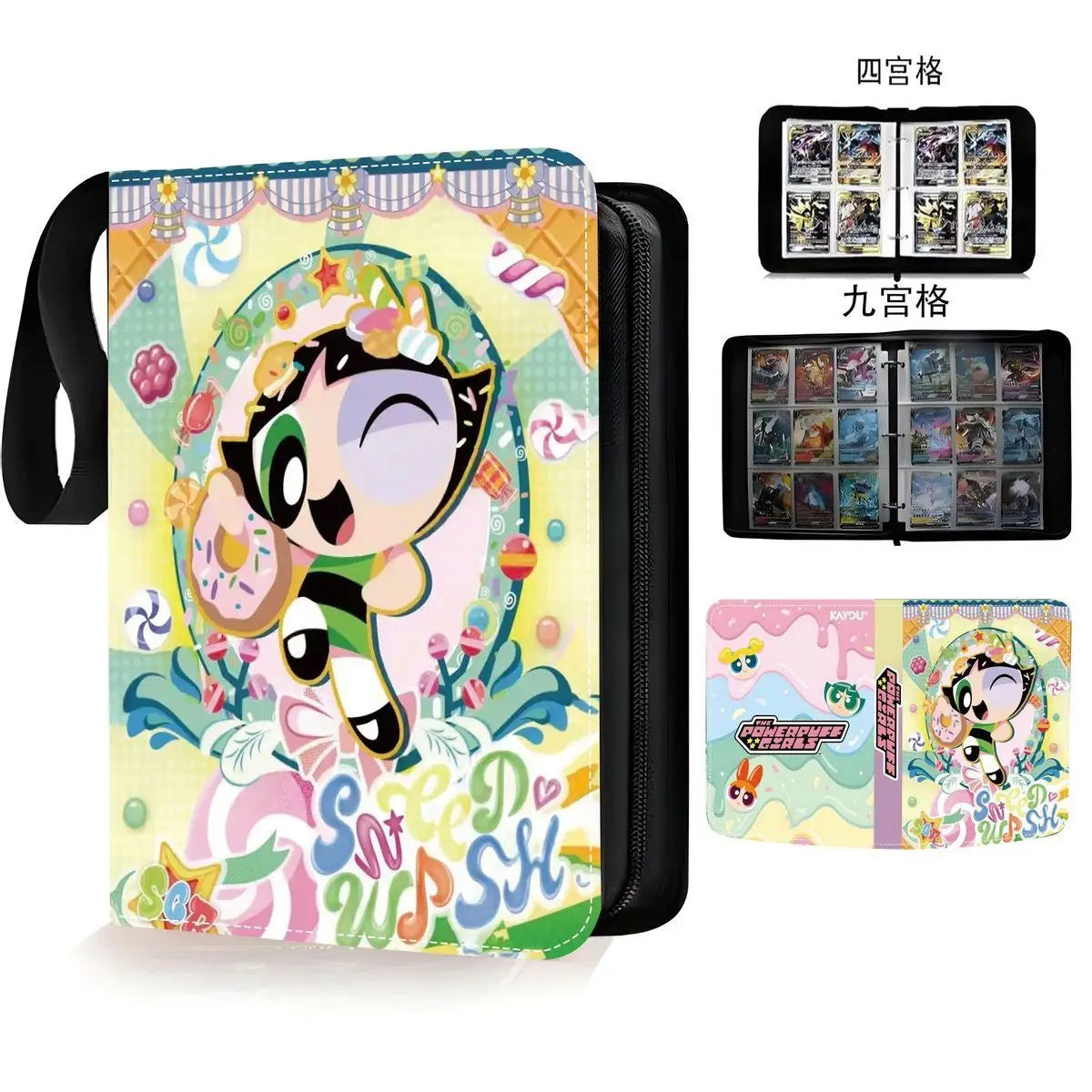 Powerpuff Girls Card Organizer 400/900 Cards Pack with 4/9 Card Slots Zippered Double Pockets Anime Merchandise Gift