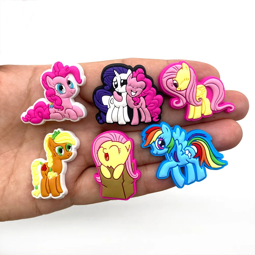 12pcs My Little Pony Shoe Charms PVC DIY Shoes Decoration Bracelet Wristband Sandal Buckle Sandal Shoe Accessories Kids Gifts