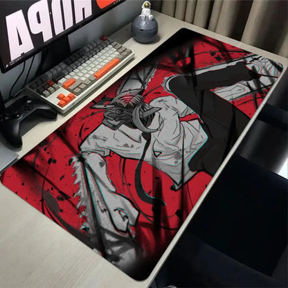 Chainsaw Man Anime Large Mousepad Anti-slip Rubber Mouse Mat Computer Gamer Desk Mat Stitched Edge Large Gaming Mousepad
