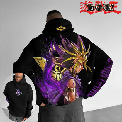 2025 Classic Anime Yu Gi Oh Character Dark Game Printed Men's Autumn and Winter Thick and Wide Y2K Halloween COS Wide Hoodie