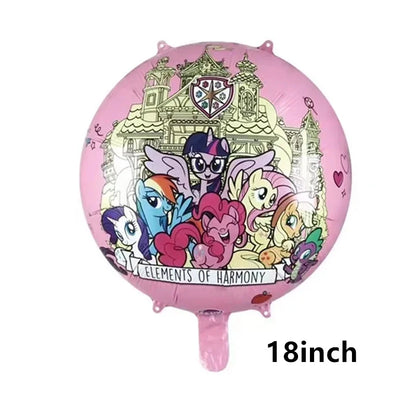 My Little Ponyed Foil Balloon Happy Birthday Latex Ballon Banner Party Decoration Cake Topper Supplies Backdrop Disposable Toy