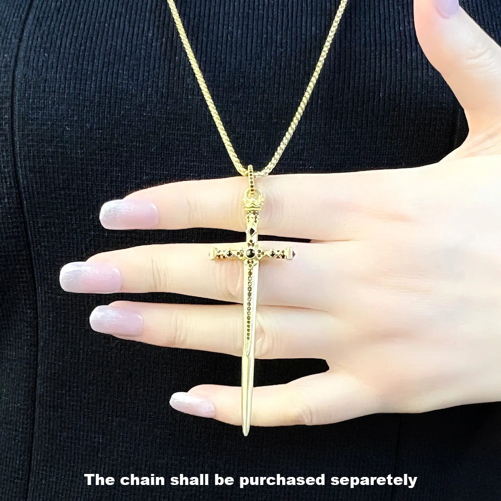 Pendant Sword With Crown Skull Knight Window New Fine Jewelry Europe Style 925 Sterling Silver Protection Gift For Women Men