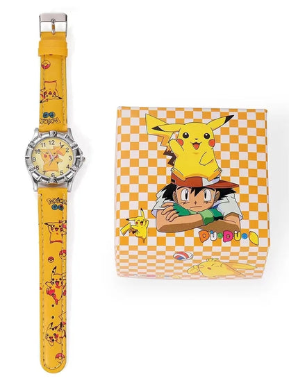 Pocket Monster Pikaqiu kawaii Fashion Trend Creative Watch Boys and Girls Children's Anime Cartoon Birthday Gift Box