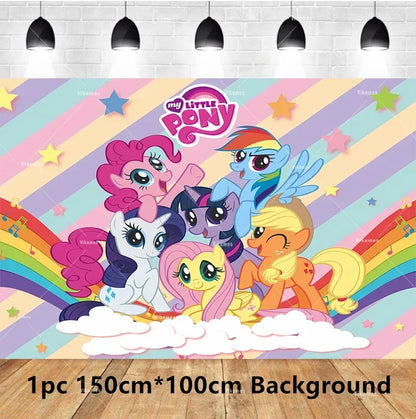 My Little Ponyed Foil Balloon Happy Birthday Latex Ballon Banner Party Decoration Cake Topper Supplies Backdrop Disposable Toy