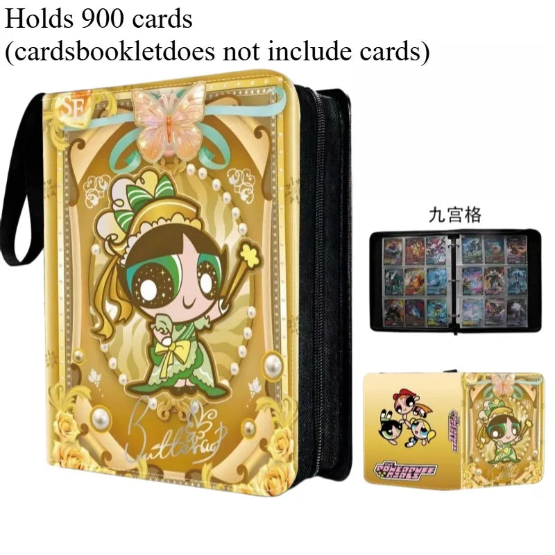 Powerpuff Girls Card Organizer 400/900 Cards Pack with 4/9 Card Slots Zippered Double Pockets Anime Merchandise Gift