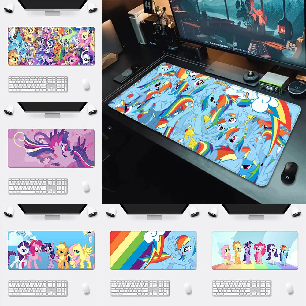 Large My Little Pony mousepad featuring a collage of blue Rainbow Dash characters with colorful rainbow manes.