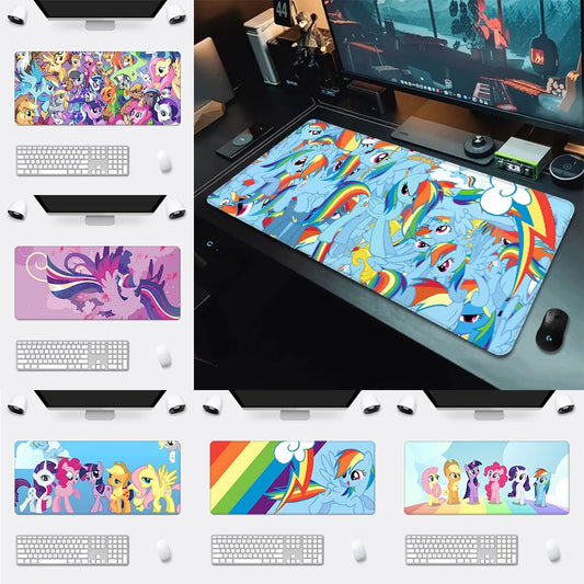 Large My Little Pony mousepad featuring a collage of blue Rainbow Dash characters with colorful rainbow manes.
