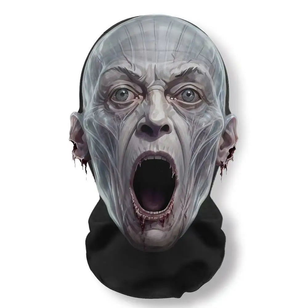 Realistic 3D Horror Skull Zombie Full Face Mask Breathable Mesh Headgear Cosplay Prop for Halloween Party Prank Carnival Costume