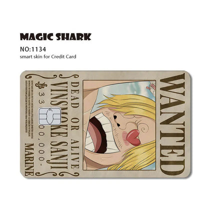 Tan card skin styled as a Vinsmoke Sanji wanted poster with "WANTED" and "DEAD OR ALIVE".
