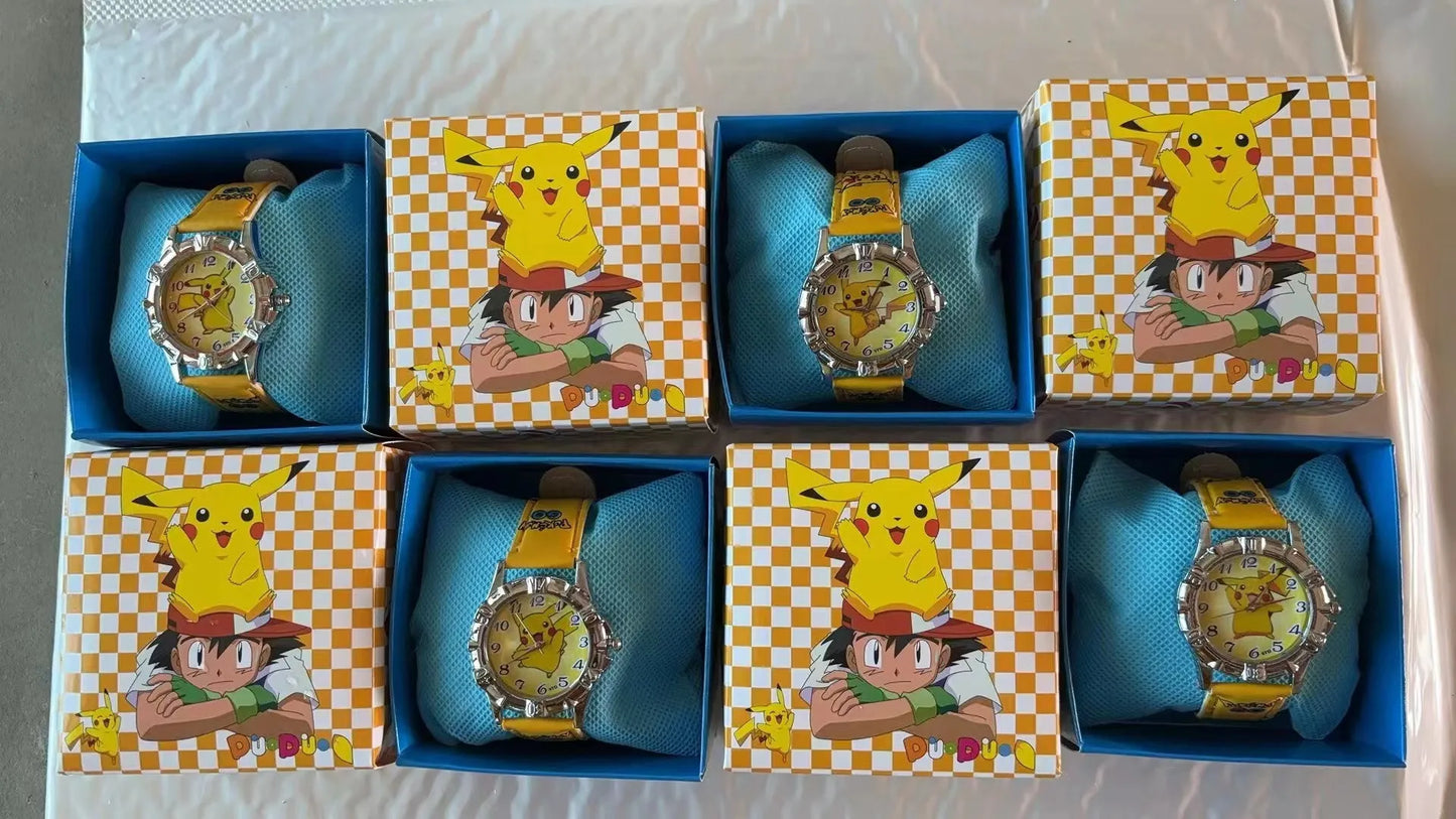 Pocket Monster Pikaqiu kawaii Fashion Trend Creative Watch Boys and Girls Children's Anime Cartoon Birthday Gift Box