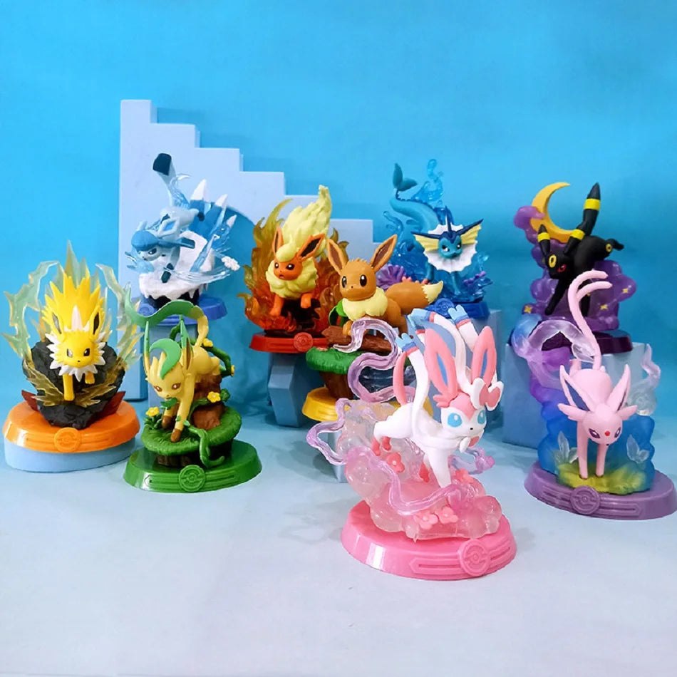 8 style Pok é mon Action Doll Pikachu Adventure Eevee Blind Box Anime Model Desktop Decorations Pok é mon Toys Boy Birthday Gift