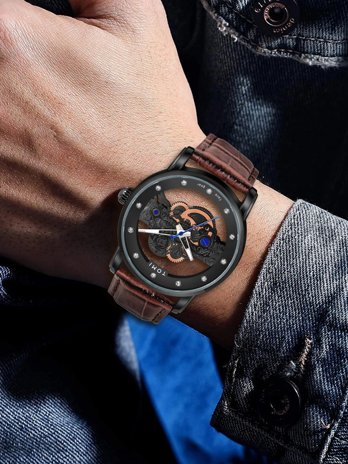 TOMI New Popular Watch Luxury Casual Men's and Women's Watch Hollow Diamond Quartz Watch