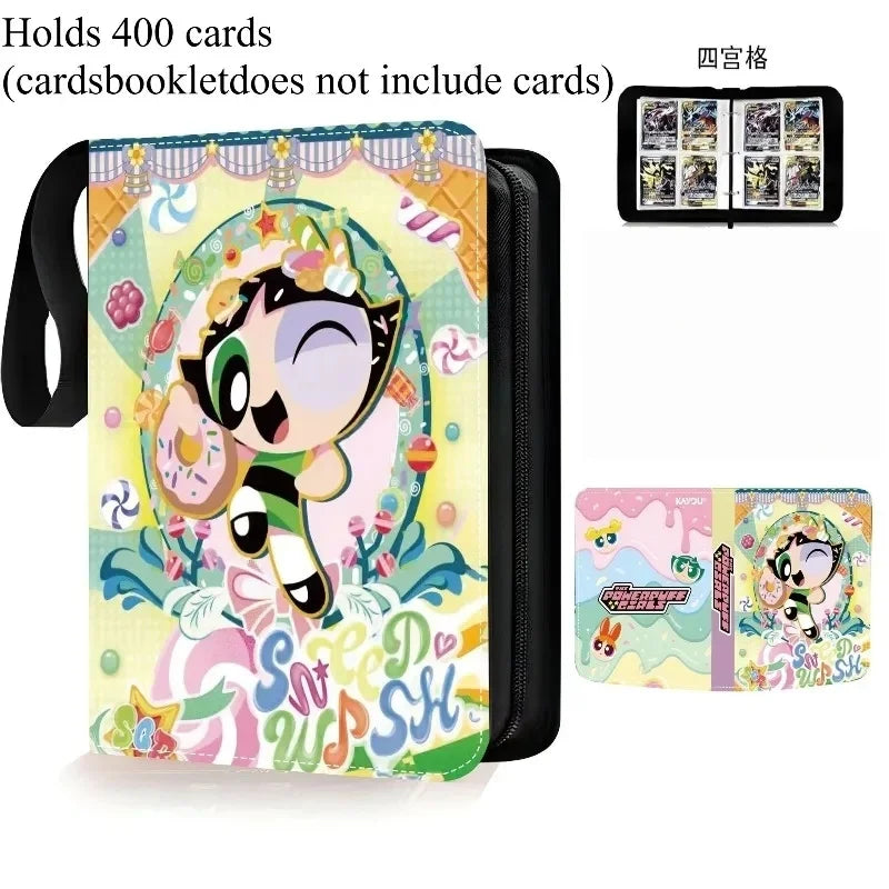 Powerpuff Girls Card Organizer 400/900 Cards Pack with 4/9 Card Slots Zippered Double Pockets Anime Merchandise Gift
