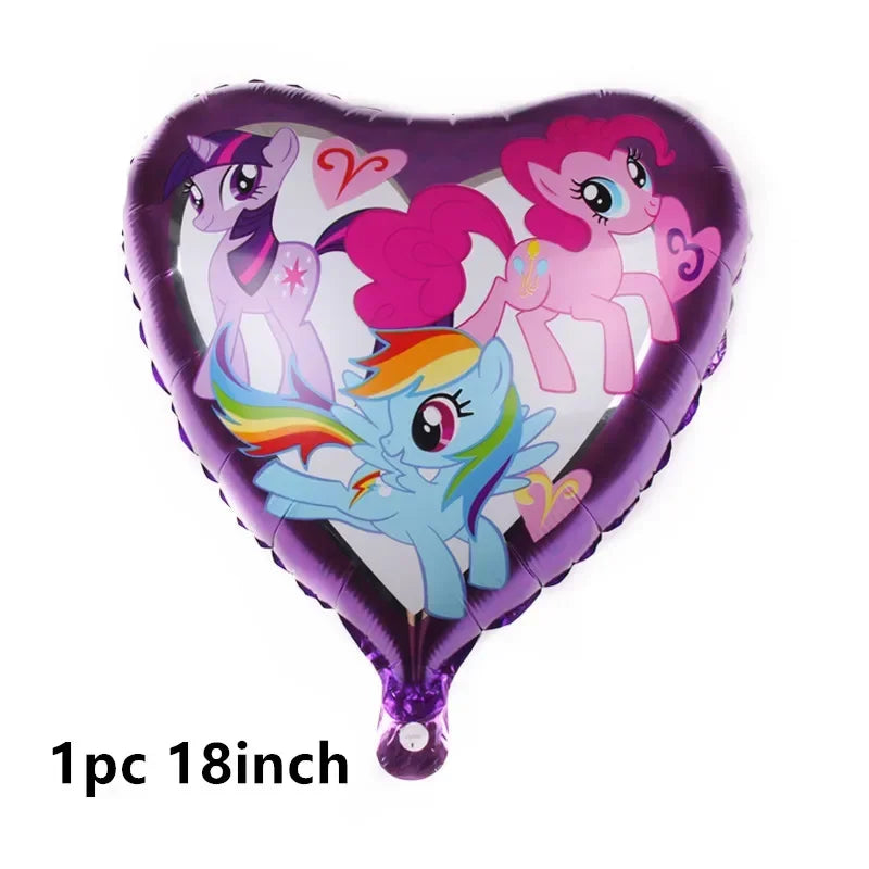 My Little Ponyed Foil Balloon Happy Birthday Latex Ballon Banner Party Decoration Cake Topper Supplies Backdrop Disposable Toy