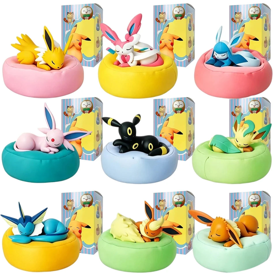 Spot Hot Anime Character Eevee Multi Form Series Blind Box Desktop Decoration Ornament Set Toy Scene Building Props Mystery Gift
