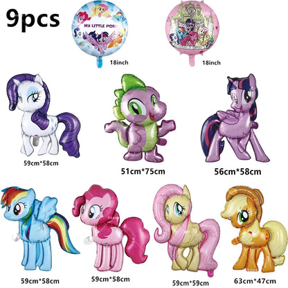 My Little Ponyed Foil Balloon Happy Birthday Latex Ballon Banner Party Decoration Cake Topper Supplies Backdrop Disposable Toy