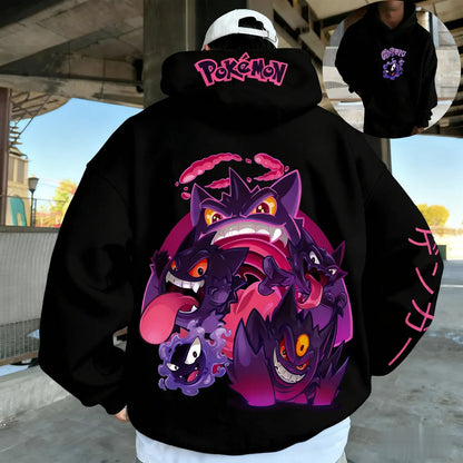 2026 Fall Winter Pokemon Gastly Haunter Gengar Hoodie, Cotton Anime Print Sweatshirt, Adult Kids Family Matching Sportswear Y2k