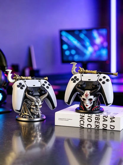New Gothic Horned Demon Controller Holder Universal Fit Ps Xbox Switch Gamepad Resin Stand Gaming Desktop Decor Ornament