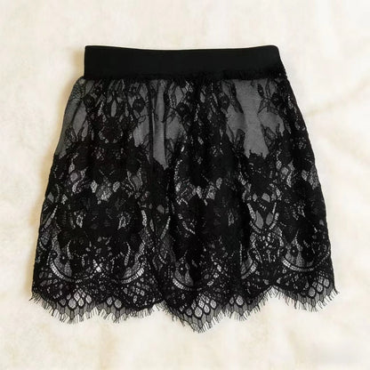 Miniskirt Sexy Transparent Lace Mesh Skirt Shirt Extender Women Summer Mini Black White Short Micro Skirt Ladies Underskirt