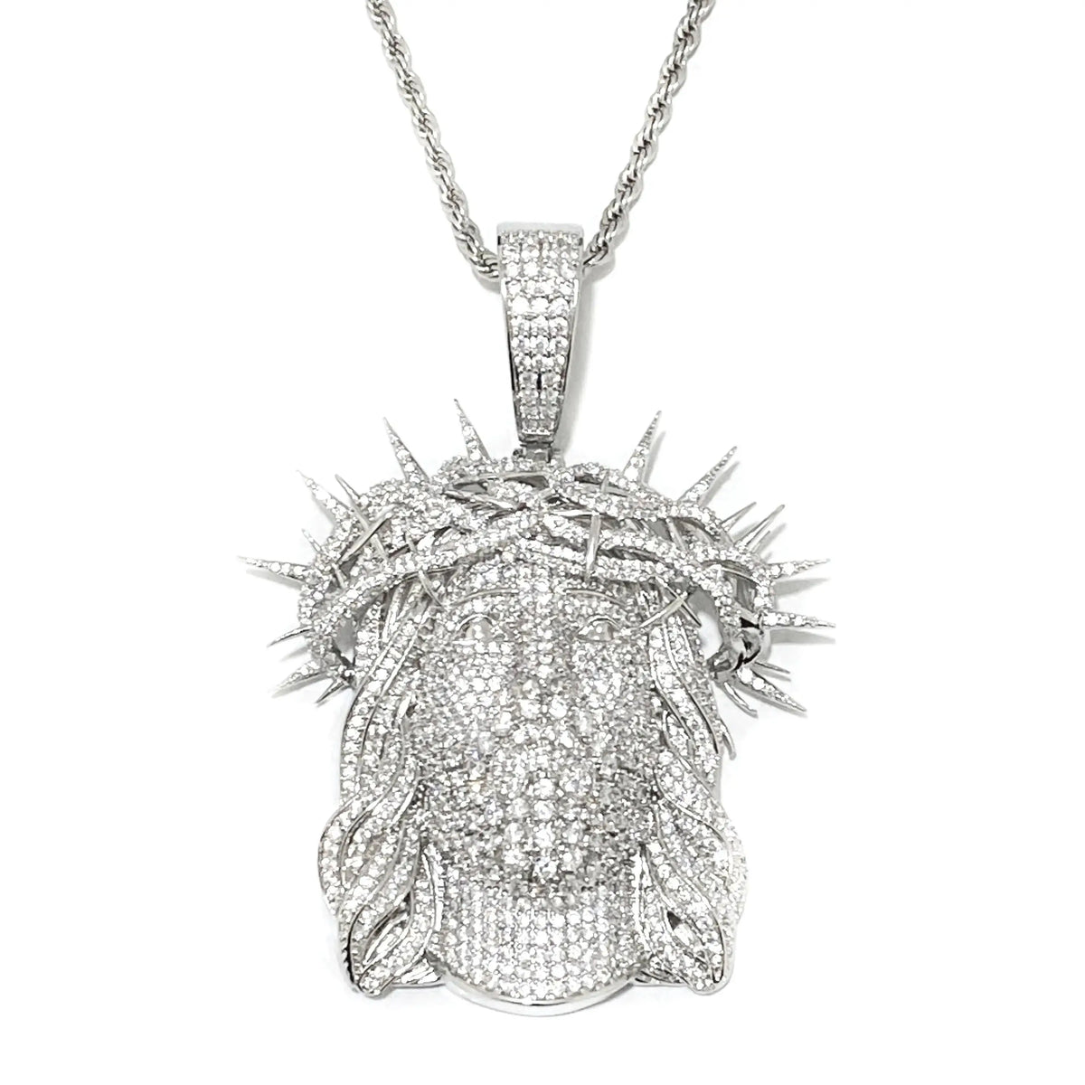 Aokaishen Iced Out Ratten Jesus Necklace Pendant for Men Prong Setting Cubic Zirocnia Hip Hop Jewelry