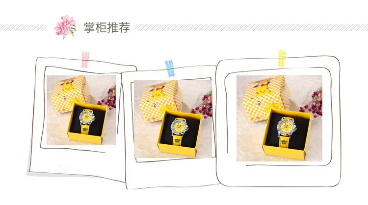Pocket Monster Pikachu Fashion Cosplay Watch Creative Boys Girls Children's Anime Cartoon Birthday Gifts with Box