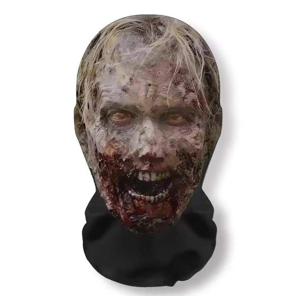 Realistic 3D Horror Skull Zombie Full Face Mask Breathable Mesh Headgear Cosplay Prop for Halloween Party Prank Carnival Costume