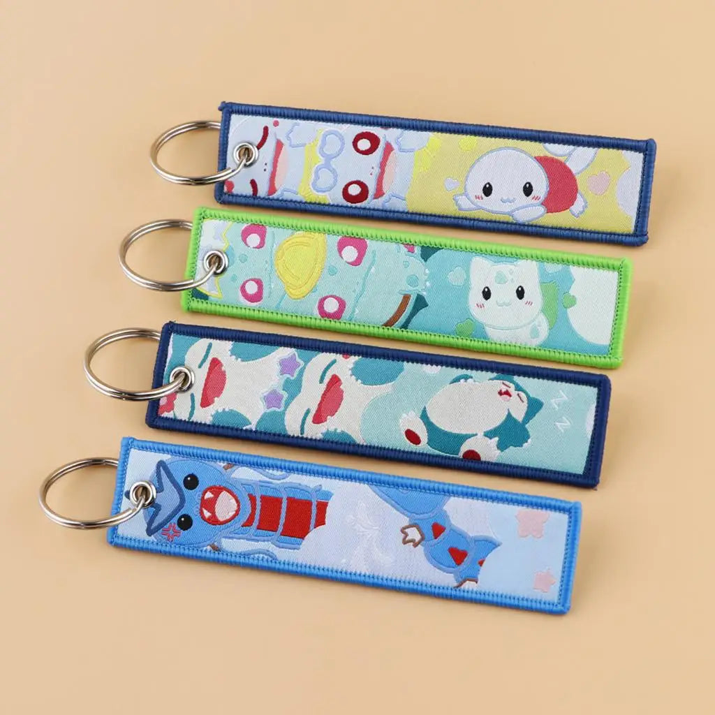Anime Cute Animal Jet Tag Embroidery Keys Tag Women Keyring Cartoon Car Keys Fashion Jewelry Accessories Kids Gifts 1PCS