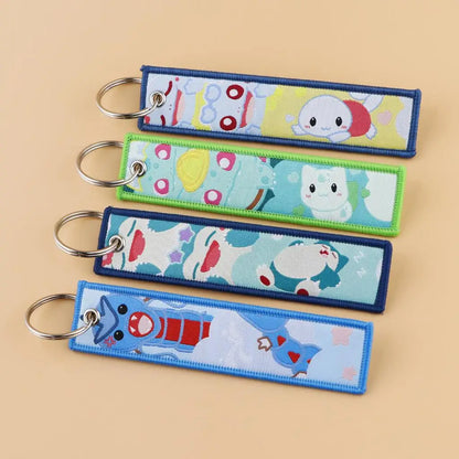 Anime Cute Animal Jet Tag Embroidery Keys Tag Women Keyring Cartoon Car Keys Fashion Jewelry Accessories Kids Gifts 1PCS