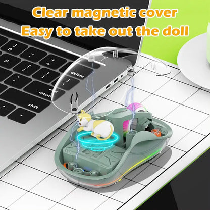 Luminous Transparent Wireless Bluetooth Three-Mode Charging Ergonomic Magnetic Doll Mouse