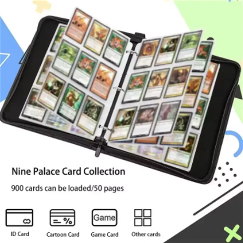 My Little Pony 400pcs/900pcs Card Album Book Folder 4/9 Card Slots Collections Zipper Double Pocket Zipper Card Binder Holder