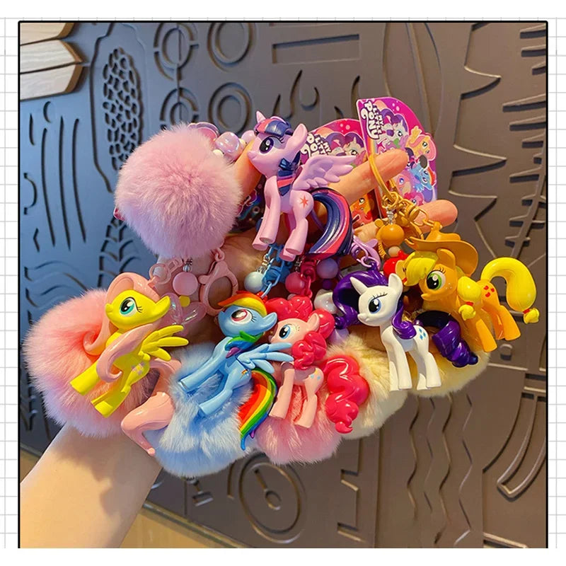 Authentic Pony Polaroid Keychain Girls Cute Cartoon Twilight Sparkle Doll Key Chain Pendant Year of The Horse Mascot