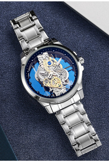 Hot Trendy Fashion Wholesale Men Golden Skeleton Automatic Quartz Wrist Watches Luxury