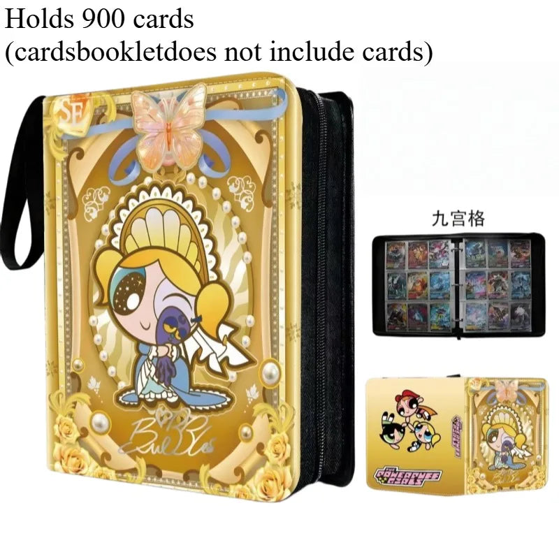Powerpuff Girls Card Organizer 400/900 Cards Pack with 4/9 Card Slots Zippered Double Pockets Anime Merchandise Gift