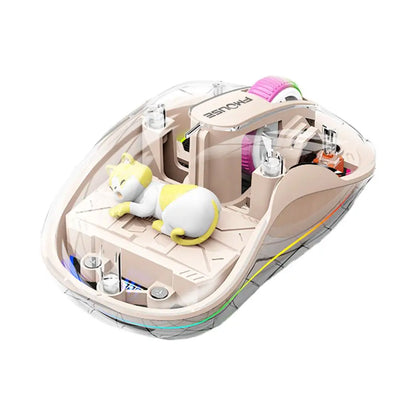 Luminous Transparent Wireless Bluetooth Three-Mode Charging Ergonomic Magnetic Doll Mouse