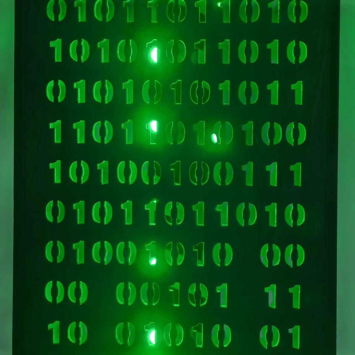Green Hieroglyphs Numbers Vertical Lines Mathematics | Desk Cyberpunk Night Lamp | Sci-Fi LED Futuristic Lamp