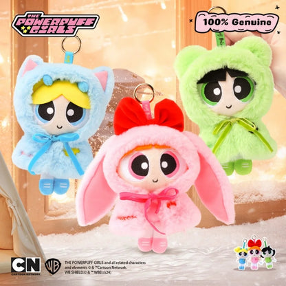 15cm Stuffed Anime Powerpuff Cartoon Cute Dress Up Plush Toys Bow Tie Doll Keychain Bag Ornament Girls Gifts